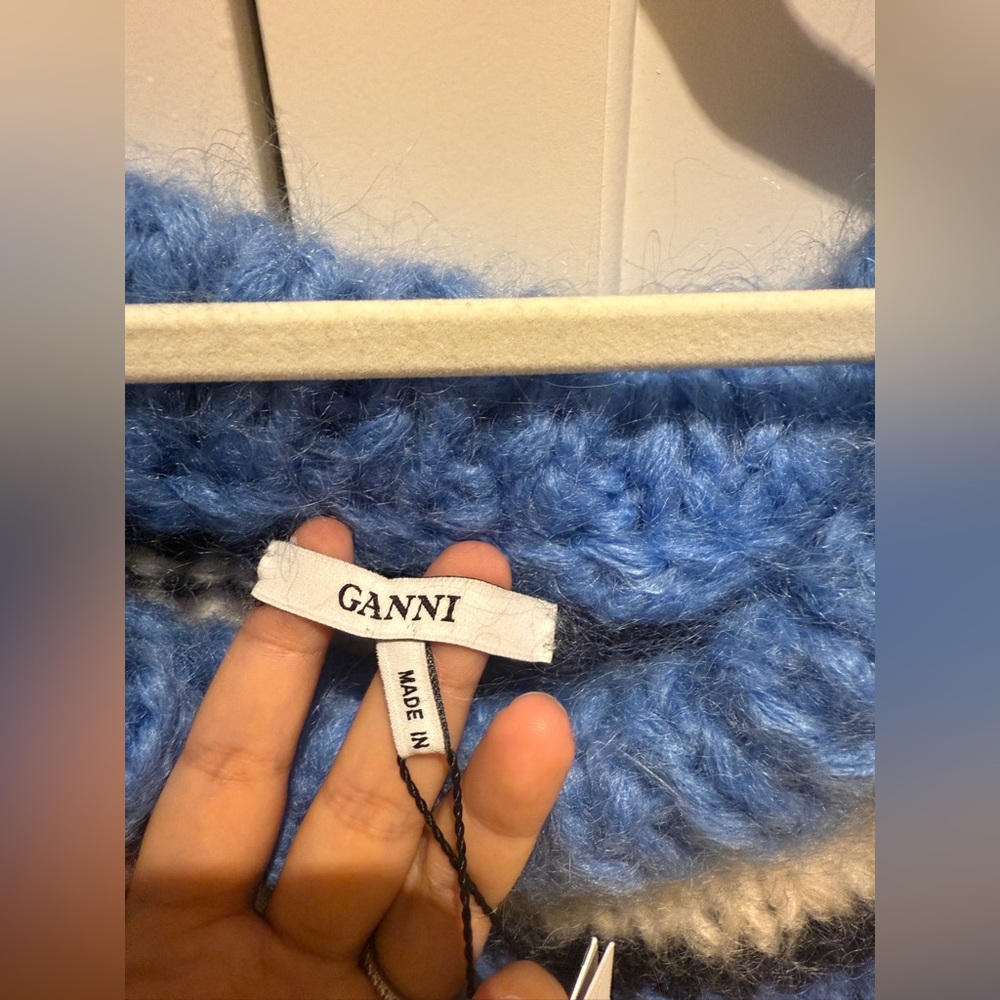 Ganni Julliard Mohair Blue and Black Striped Sweater - Picture 2 of 4